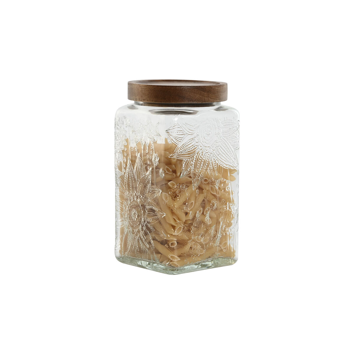 Uppsättning med 3 Burkar Home ESPRIT Naturell Glas Akaciaträ 500 ml 750 ml 1 L 9,5 x 9,5 x 17,5 cm - 2