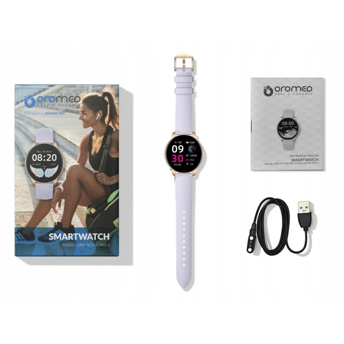 Smartklocka Oromed ACTIVE PRO 2 Gyllene Ja Violett 1,09" - 5
