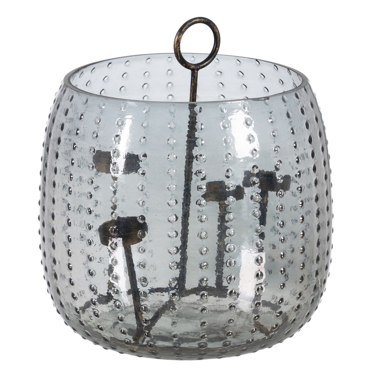 Ljusstakar Grå Metall Glas 28 x 28 x 25 cm