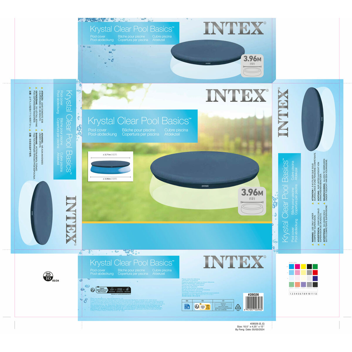 Pool Cover Intex Marinblå Ø 396 cm Rund (4 antal) - 10