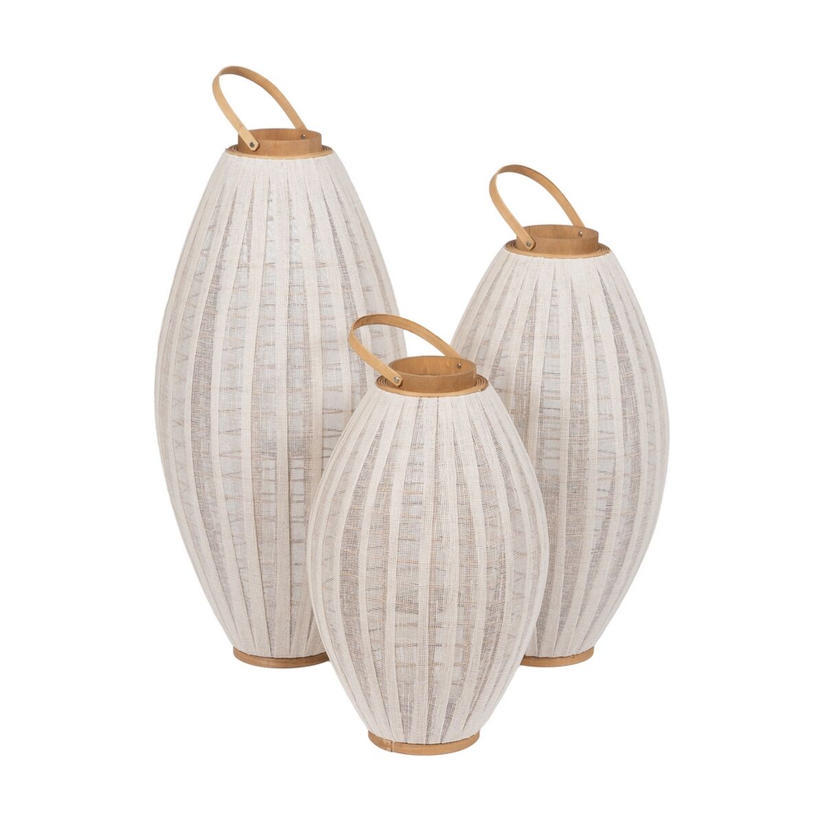 Lykta Beige Naturell Bambu Glas 38 x 38 x 70 cm - 2