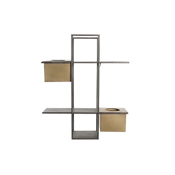 Bokhylla DKD Home Decor Svart Metall Koppar 2 Hyllor (50 x 16 x 60 cm)