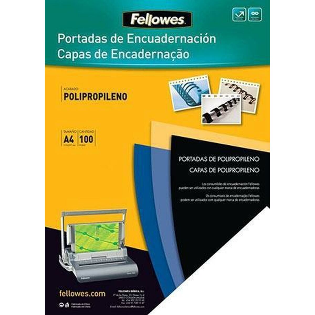 Tak Fellowes 100 antal Bindande Blå A4 polypropen - 2