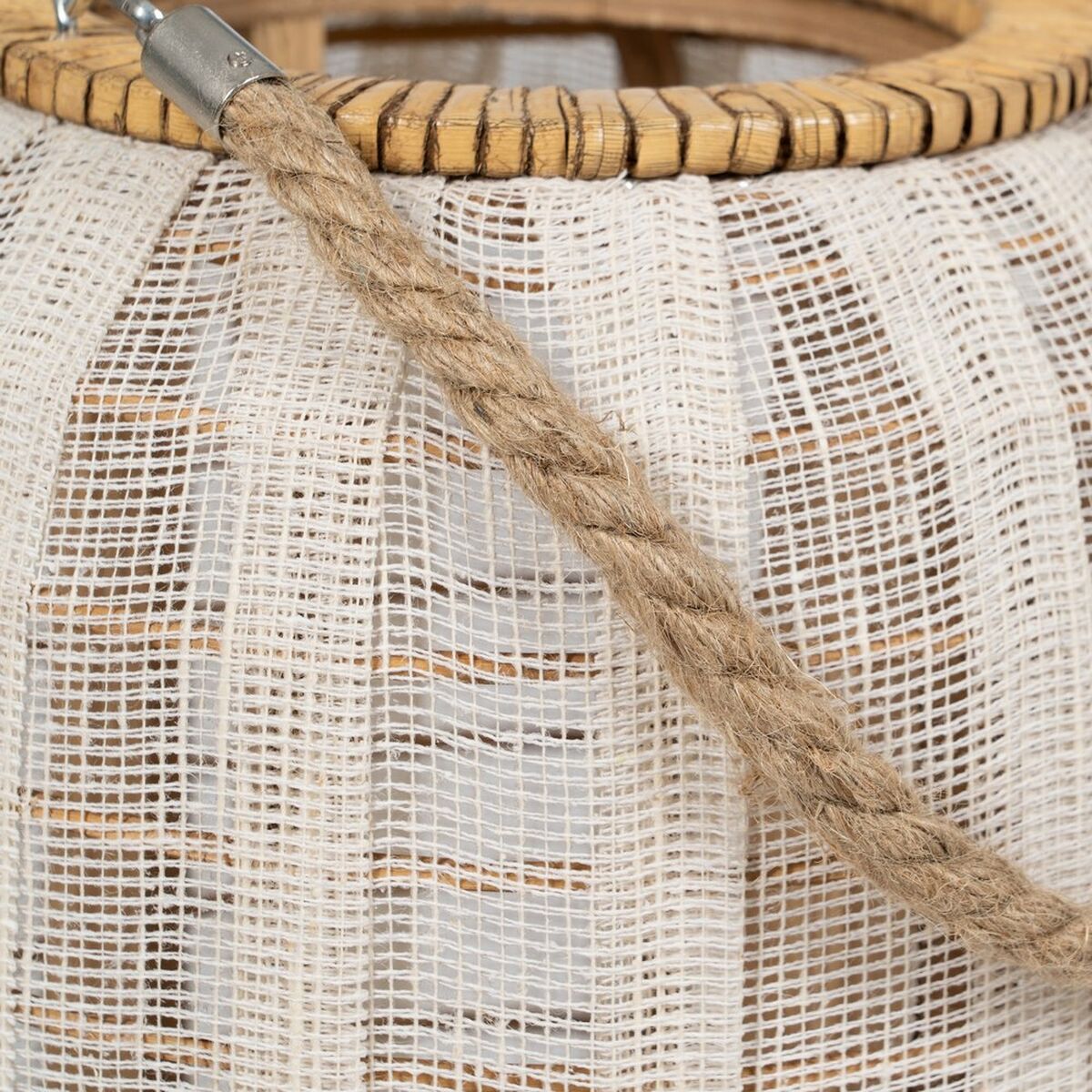 Lykta Beige Naturell Bambu Glas 25 x 25 x 45 cm - 5