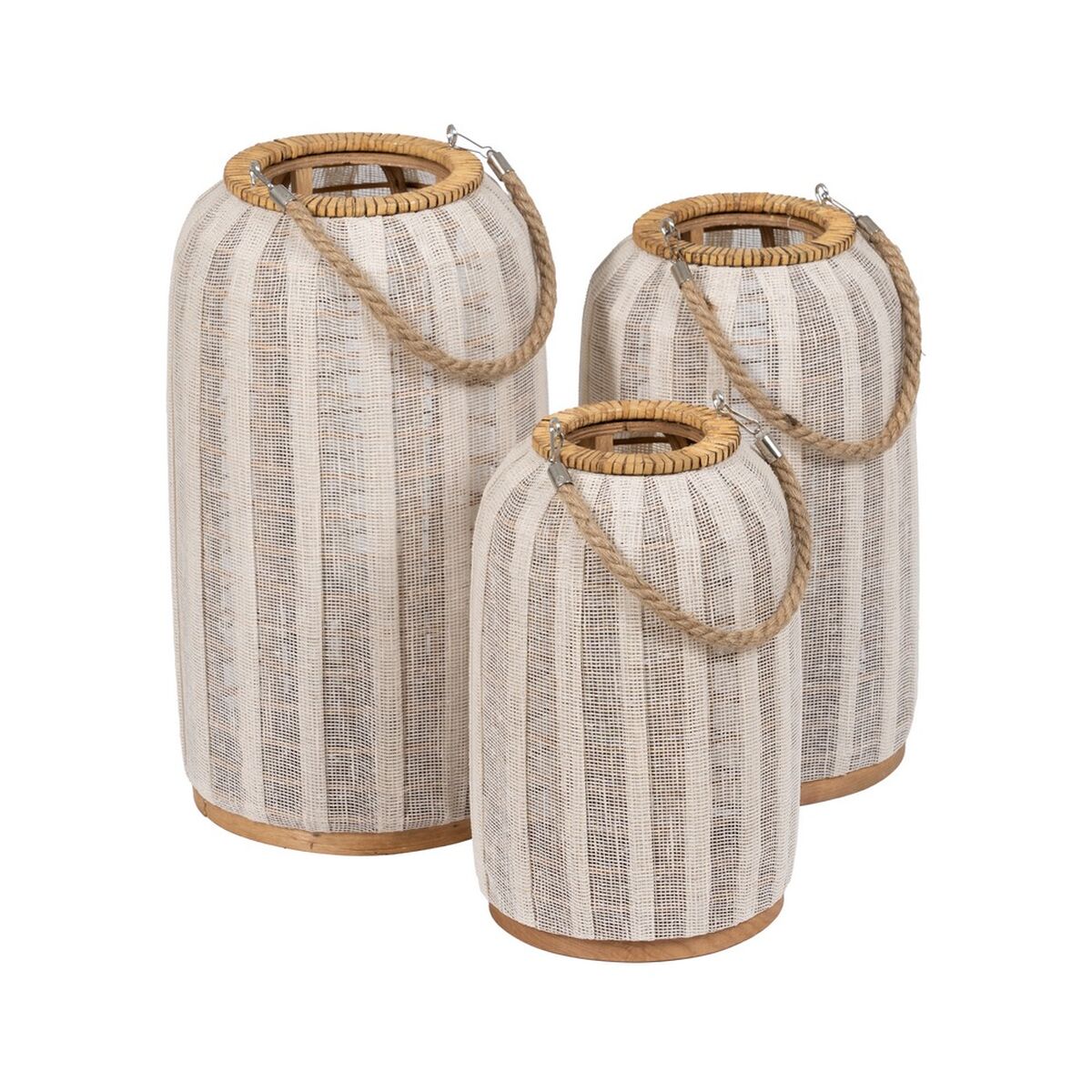 Lykta Beige Naturell Bambu Glas 25 x 25 x 45 cm - 2