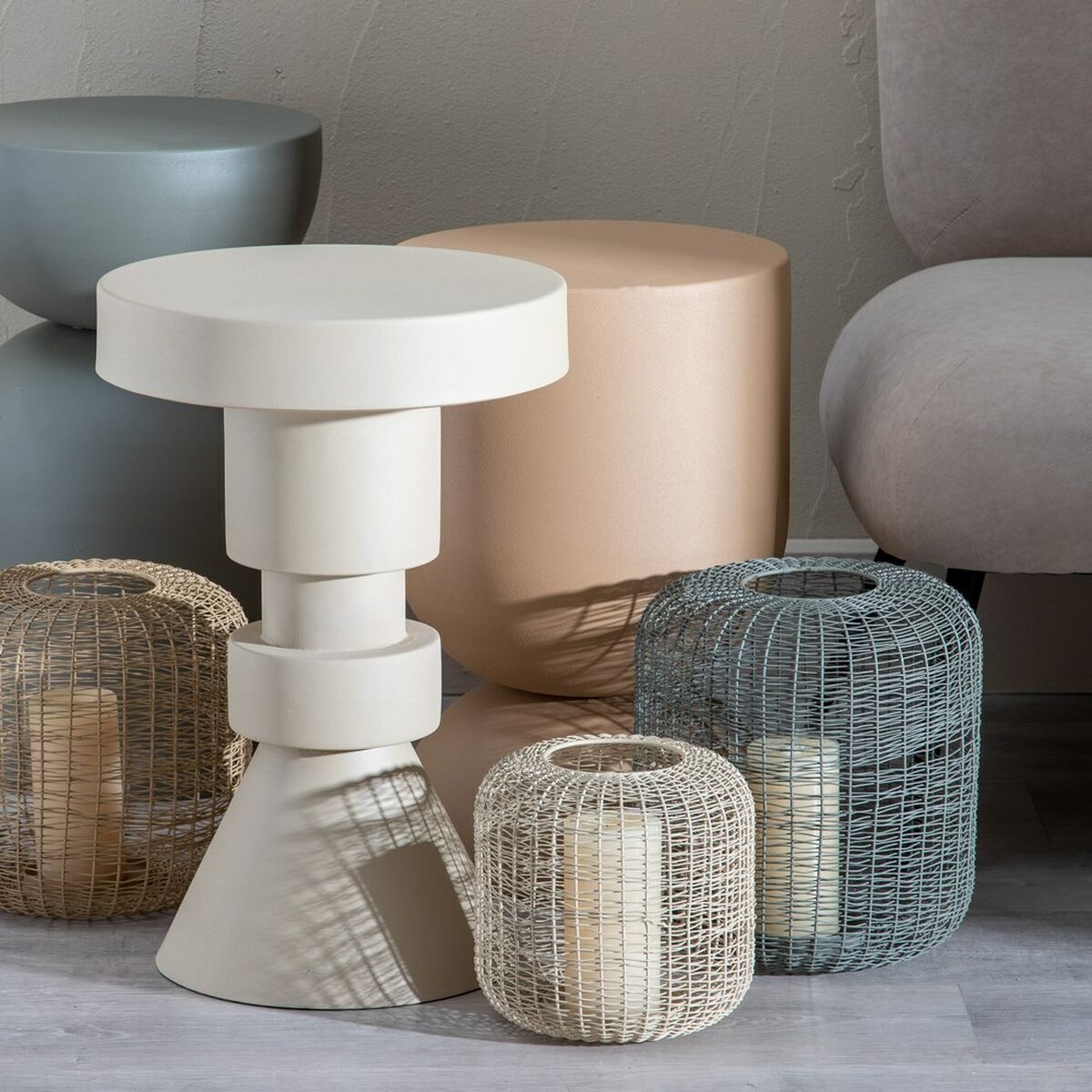 Lykta Ljusstakar Beige 24 x 24 x 23 cm Järn - 4