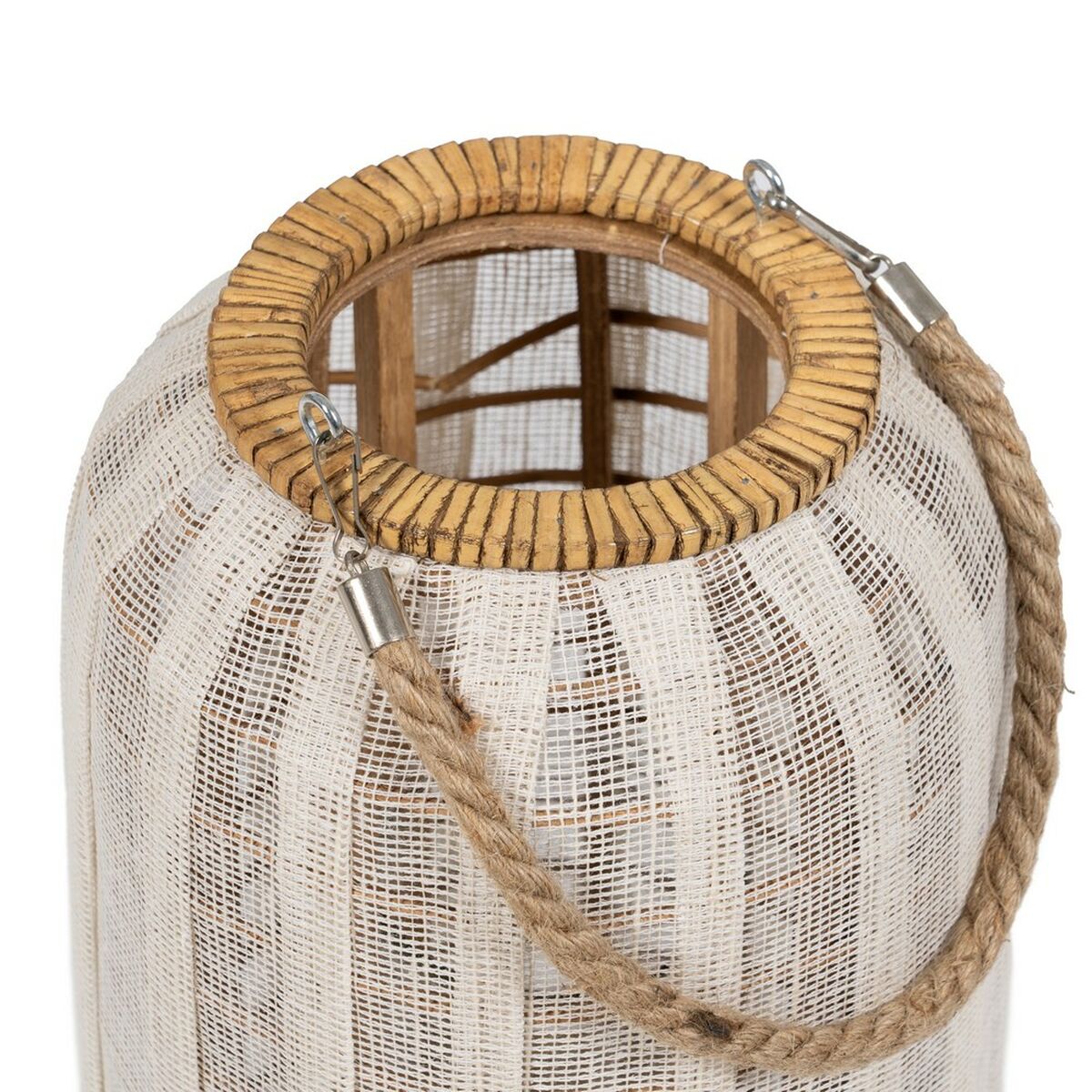 Lykta Beige Naturell Bambu Glas 22 x 22 x 38 cm - 4