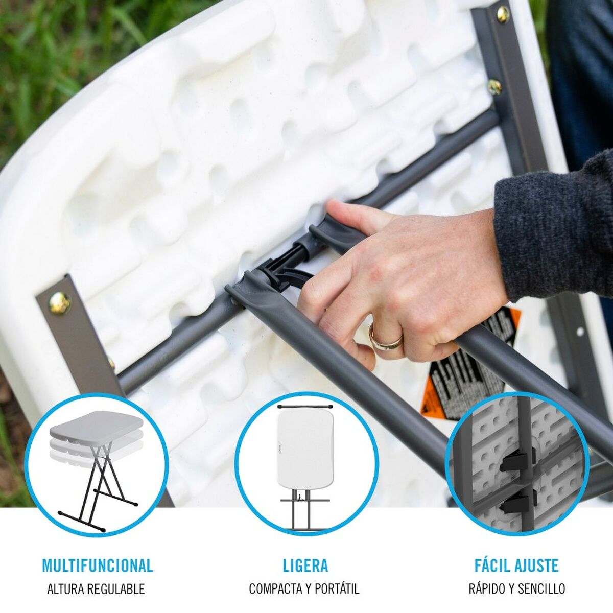 Picknickbord Lifetime Vit Stål HDPE 66 x 71 x 46 cm - 9