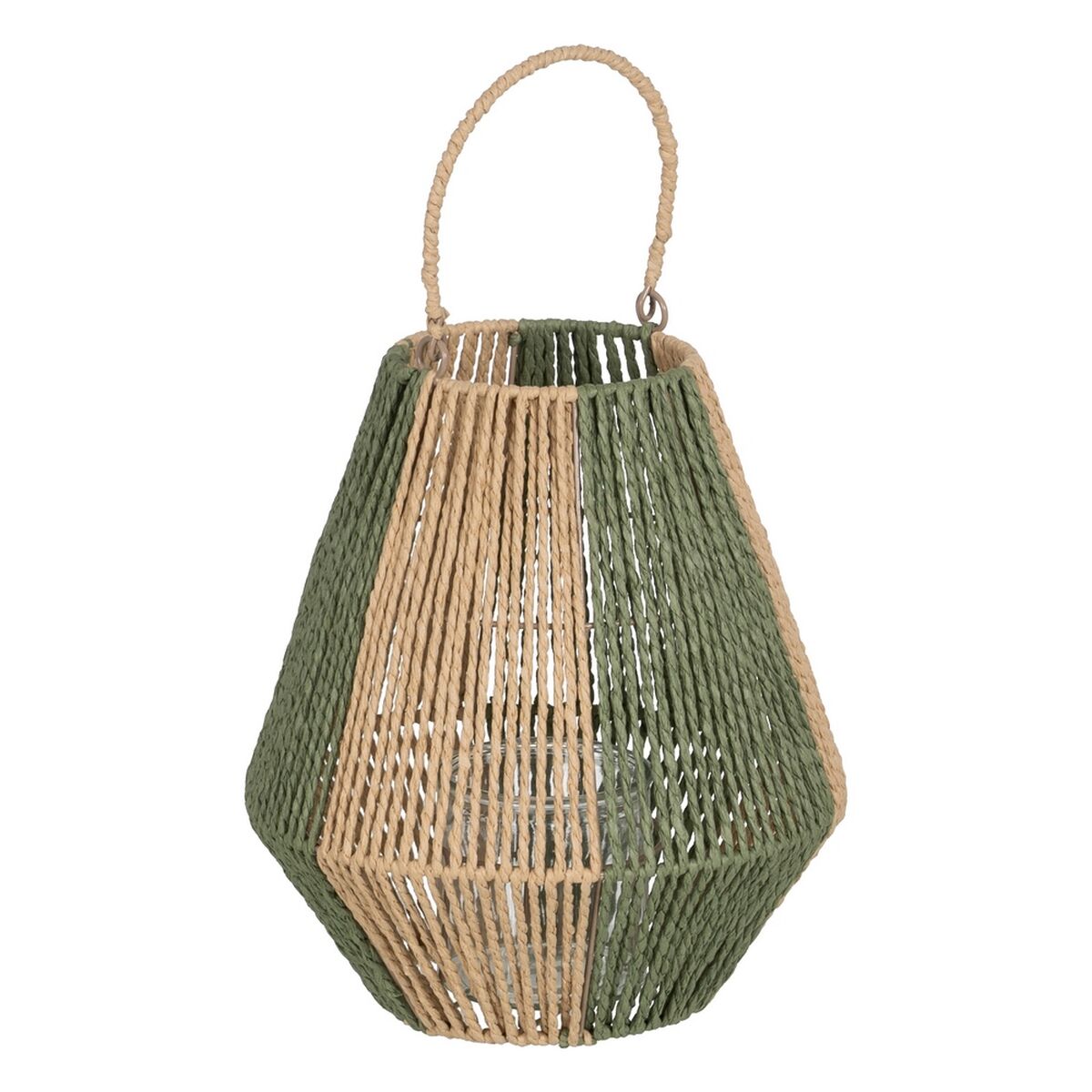 Lykta Ljusstakar Lykta Grön Beige Metall Papper Glas 27 x 27 x 30 cm
