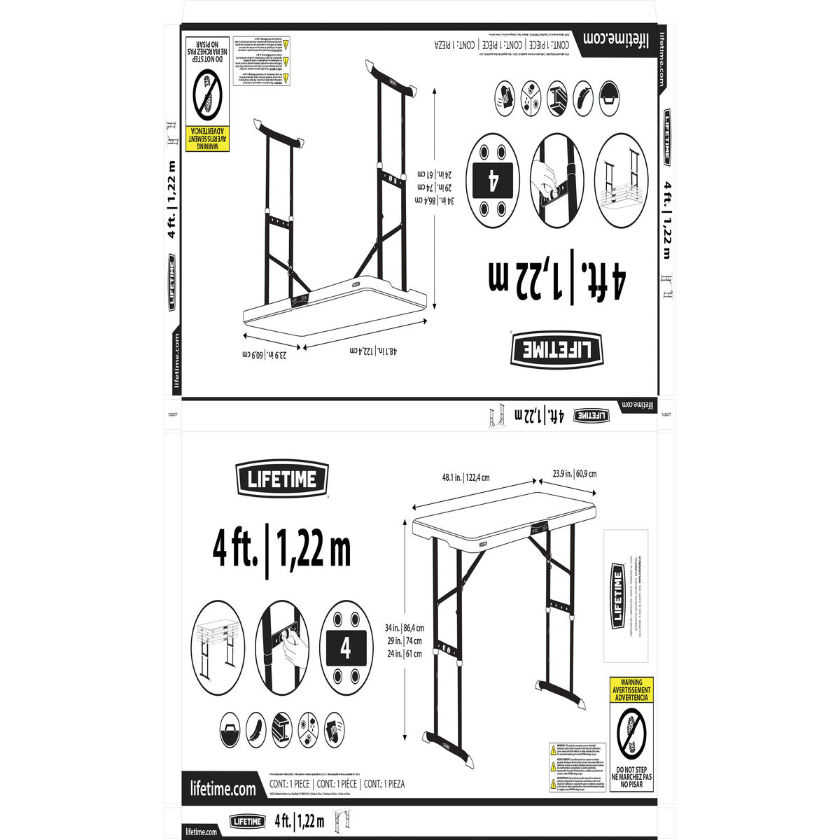 Fällbord Lifetime Kräm 122 x 86 x 61 cm Stål Plast - 8