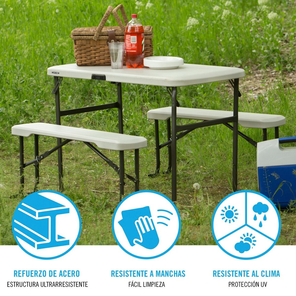 Fällbord Lifetime Kräm 106,5 x 73,5 x 61 cm Stål Plast - 4