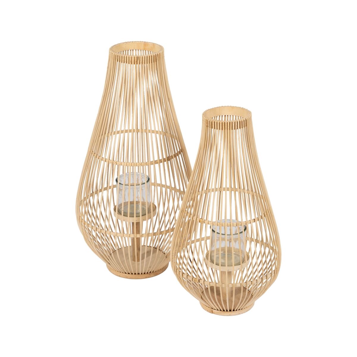 Lykta Naturell Bambu Glas 30 x 30 x 55 cm - 2