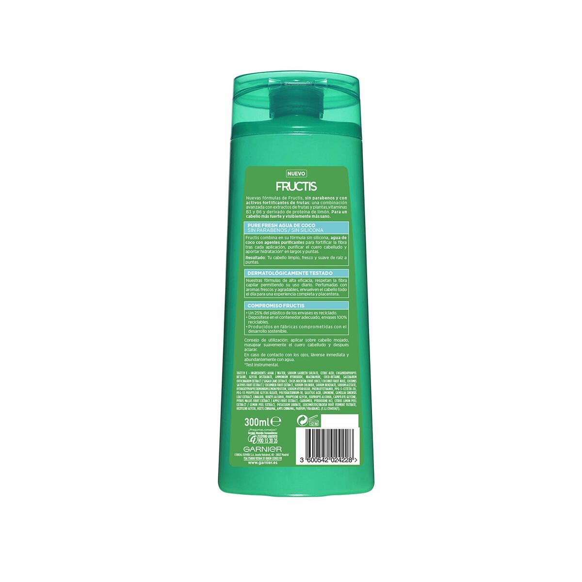 Stärka Shampoo Garnier Fructis Pure Fresh 300 ml Kokosvatten - 2