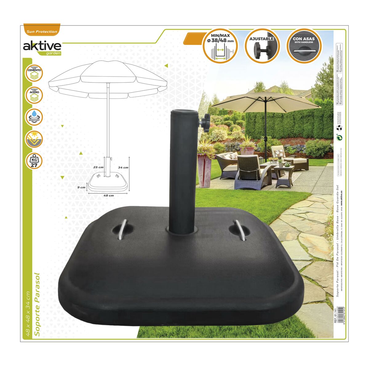 Parasollfot Aktive Svart 100 % polyetylen 48 x 34 x 48 cm - 8