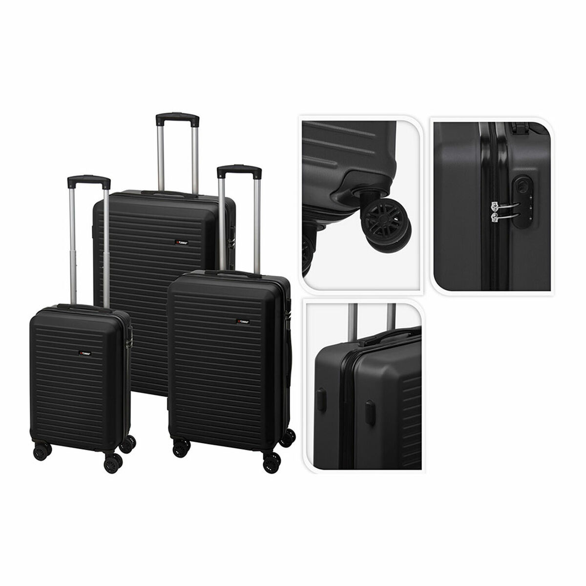 Uppsättning resväskor Proworld dg4700050 Svart 50 x 30 x 73,5 cm 44 x 27 x 65 cm 37 x 23 x 56 cm (3 Delar) - 2