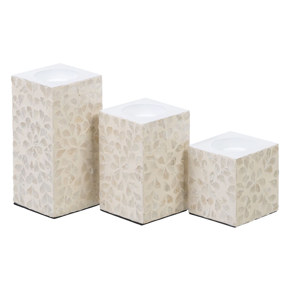Ljusstakar Beige Pärlemor Trä MDF 10,5 x 10,5 x 10,5 cm - 2