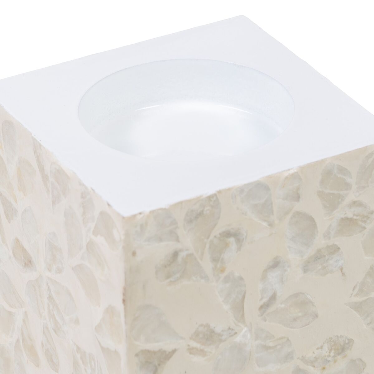 Ljusstakar Beige Pärlemor Trä MDF 10,5 x 10,5 x 10,5 cm - 3
