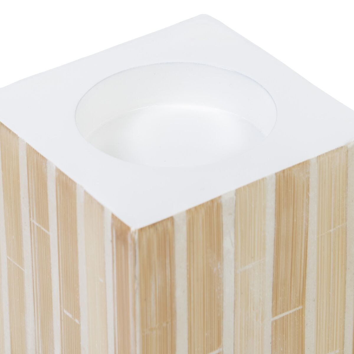 Ljusstakar Beige Bambu Trä MDF 10,5 x 10,5 x 10,5 cm - 3