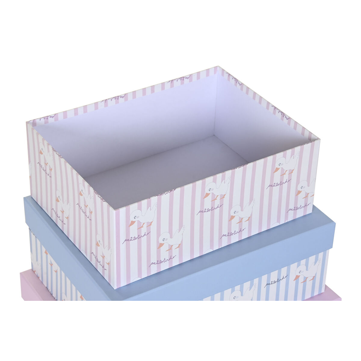 Set med stapelbara förvaringslådor DKD Home Decor Blå Rosa Papp (43,5 x 33,5 x 15,5 cm) - 6