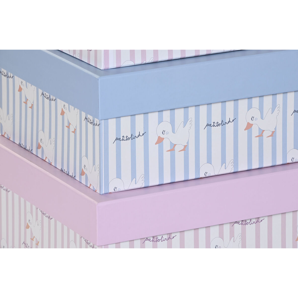 Set med stapelbara förvaringslådor DKD Home Decor Blå Rosa Papp (43,5 x 33,5 x 15,5 cm) - 5