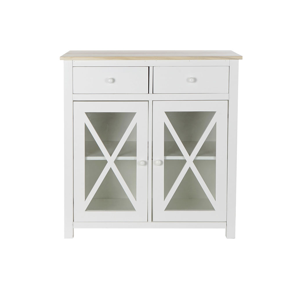 Byrå DKD Home Decor S3022229 Vit Naturell Glas Poppel Cottage 80 x 40 x 85 cm - 3
