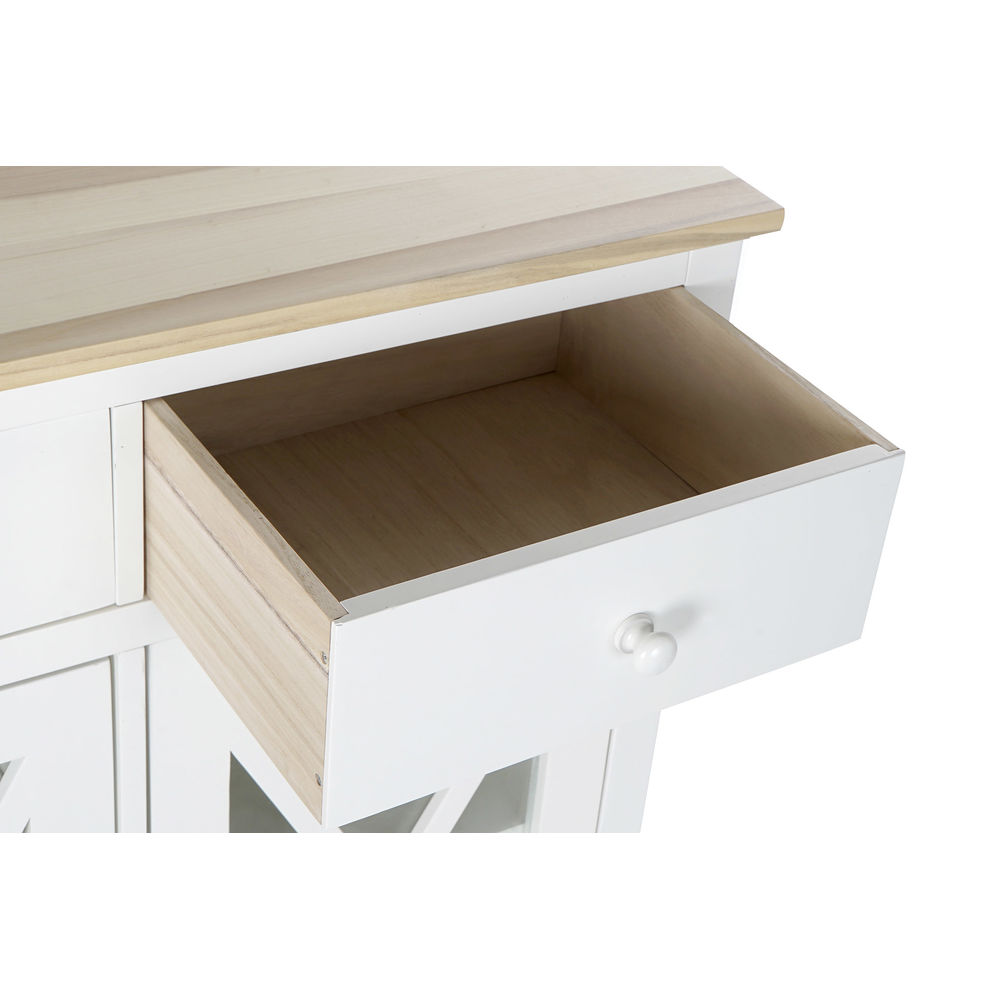 Byrå DKD Home Decor S3022229 Vit Naturell Glas Poppel Cottage 80 x 40 x 85 cm - 6