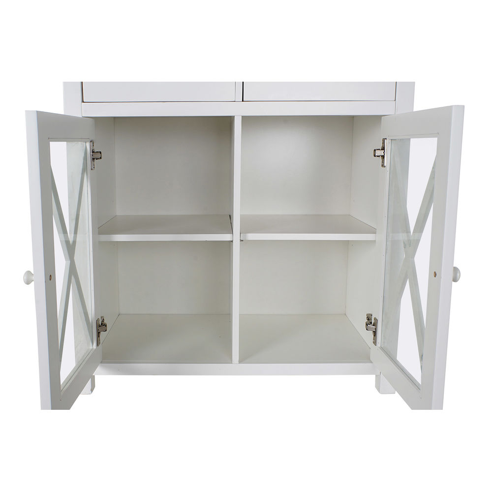 Byrå DKD Home Decor S3022229 Vit Naturell Glas Poppel Cottage 80 x 40 x 85 cm - 5