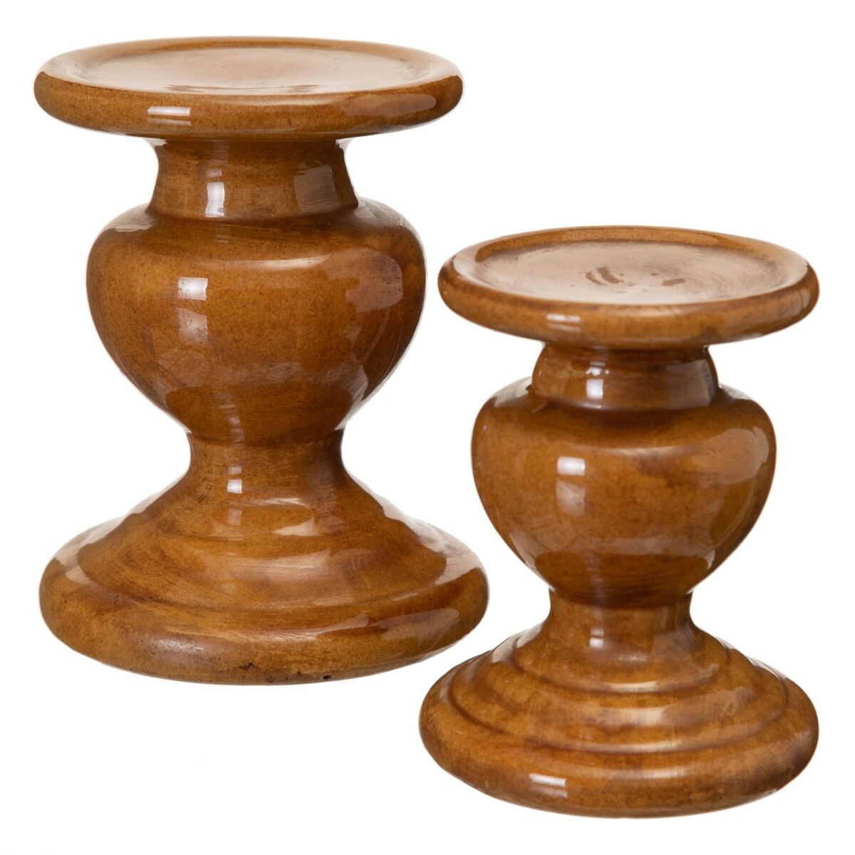 Ljusstakar Karamellfärgat Keramik 11,5 x 11,5 x 13,5 cm - 2