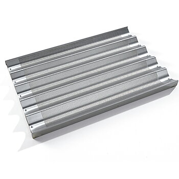Perforerad aluminiumbricka med 5 kanaler och support, 60x40