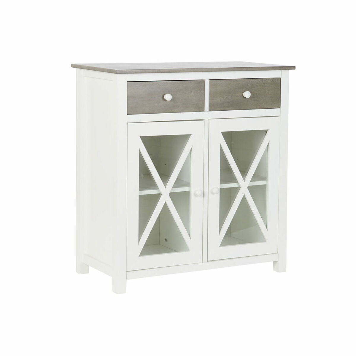 Byrå DKD Home Decor Vit Grå Glas Poppel Cottage 80 x 40 x 85 cm - 10