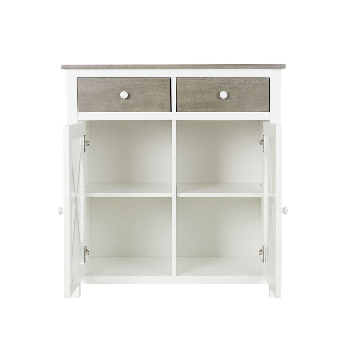 Byrå DKD Home Decor Vit Grå Glas Poppel Cottage 80 x 40 x 85 cm - 6