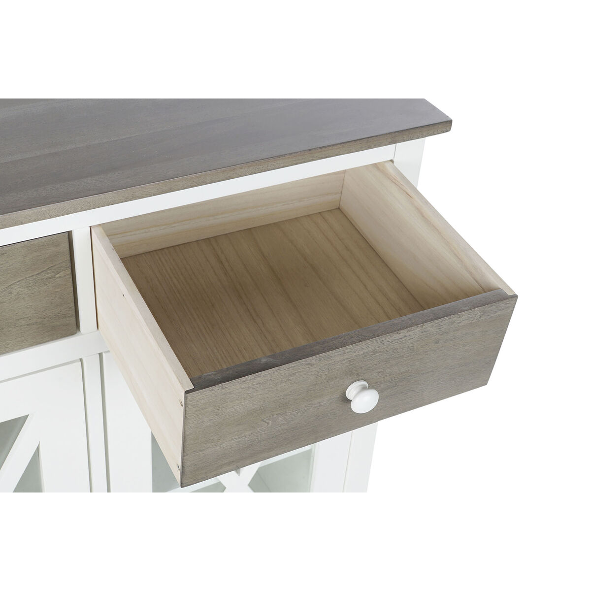 Byrå DKD Home Decor Vit Grå Glas Poppel Cottage 80 x 40 x 85 cm - 7