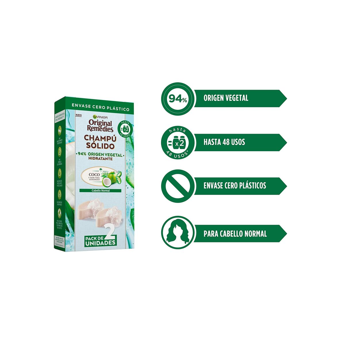 Schampobar Garnier Original Remedies X 60 g Fuktgivande Kokosnöt 2 antal - 3
