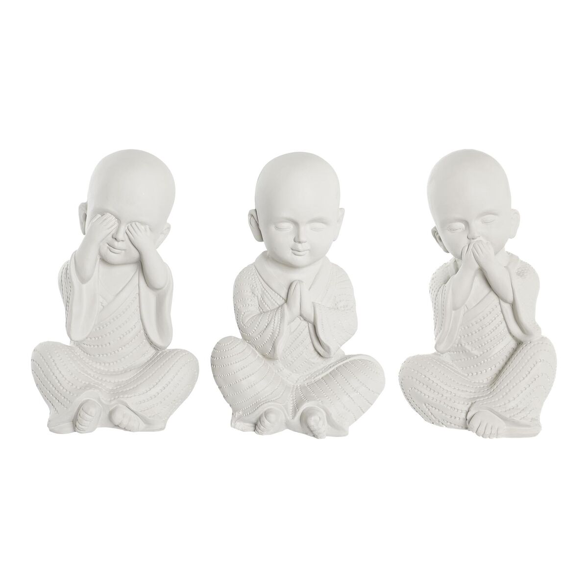 Prydnadsfigur DKD Home Decor 24 x 22 x 39 cm Vit Munk Orientalisk (3 Delar)