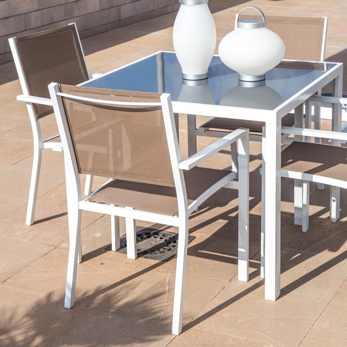 Kerti szék Thais 55,2 x 60,4 x 86 cm Beige-brun (taupe) Aluminium Vit - 4