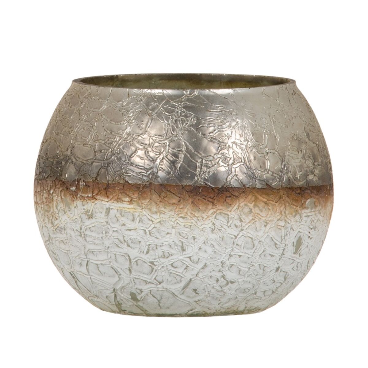 Ljusstakar Glas Grå 15 x 15 x 11 cm Vit