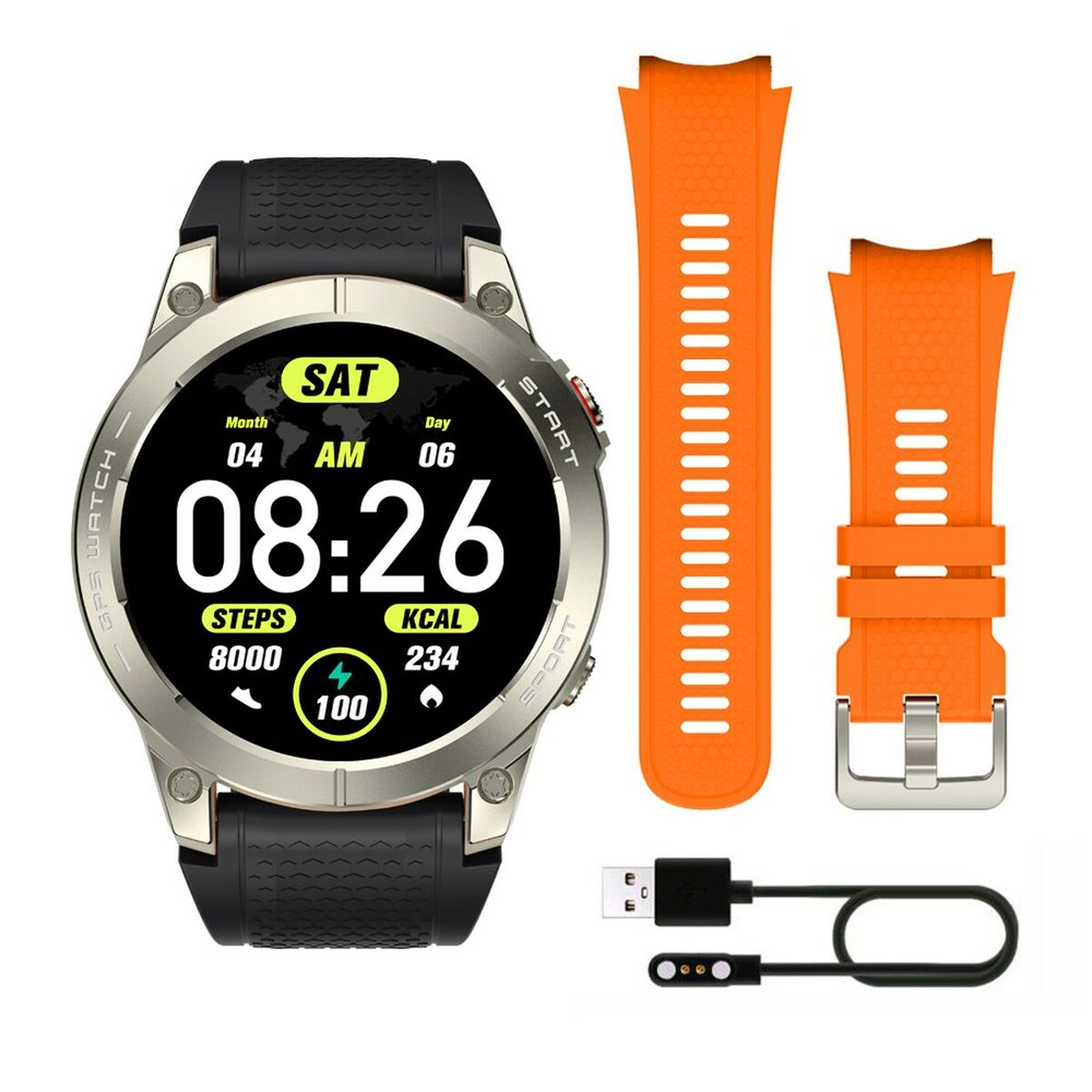 Smartklocka Manta SWA001SL Svart Orange Silvrig 1,43" - 2