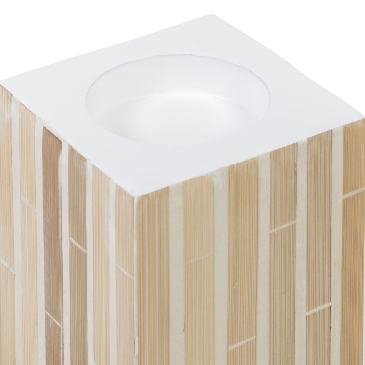 Ljusstakar Beige Bambu Trä MDF 10,5 x 10,5 x 16 cm - 2
