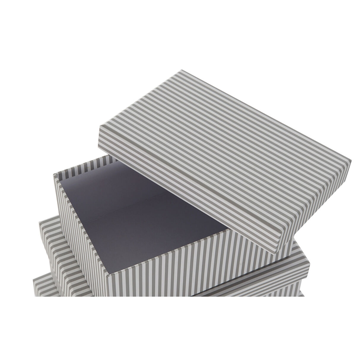 Set med stapelbara förvaringslådor DKD Home Decor Grå Vit Fyrkantig Papp (43,5 x 33,5 x 15,5 cm) - 2