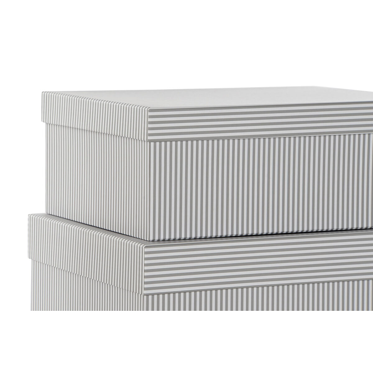 Set med stapelbara förvaringslådor DKD Home Decor Grå Vit Fyrkantig Papp (43,5 x 33,5 x 15,5 cm) - 3
