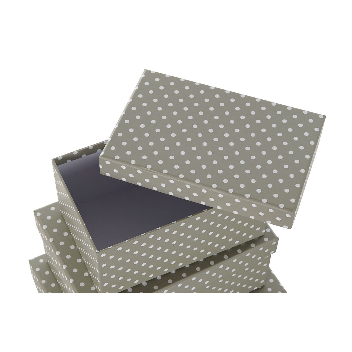 Set med stapelbara förvaringslådor DKD Home Decor Mus Grå Vit Papp (43,5 x 33,5 x 15,5 cm) - 2