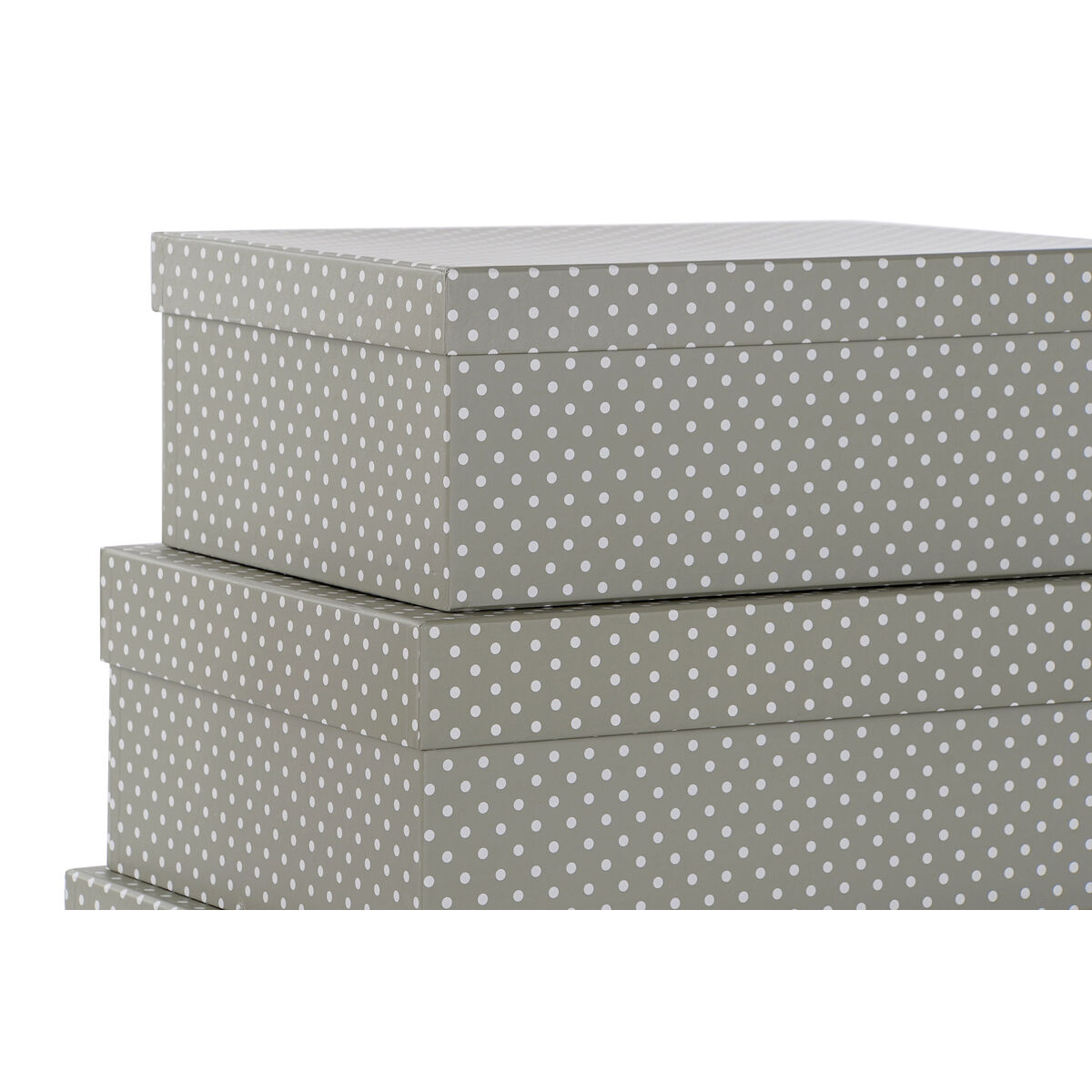 Set med stapelbara förvaringslådor DKD Home Decor Mus Grå Vit Papp (43,5 x 33,5 x 15,5 cm) - 6