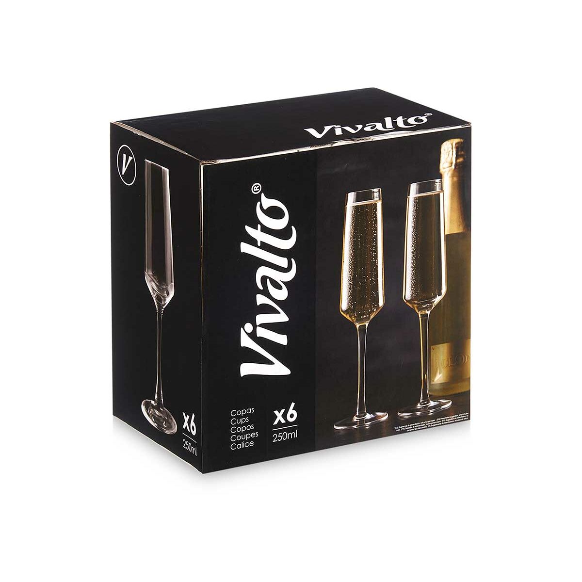 Champagneglas Vivalto REJ6323/BHZ6 Transparent Glas 250 ml (6 antal) - 4