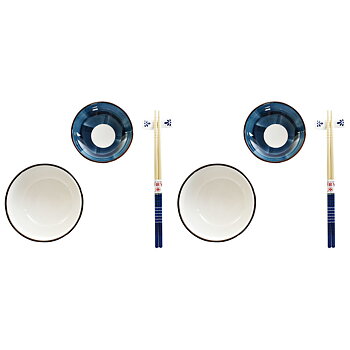 Sushiset DKD Home Decor 34 x 29,5 x 7,3 cm Porslin Blå Vit Orientalisk (34 x 29,5 x 7,3 cm)