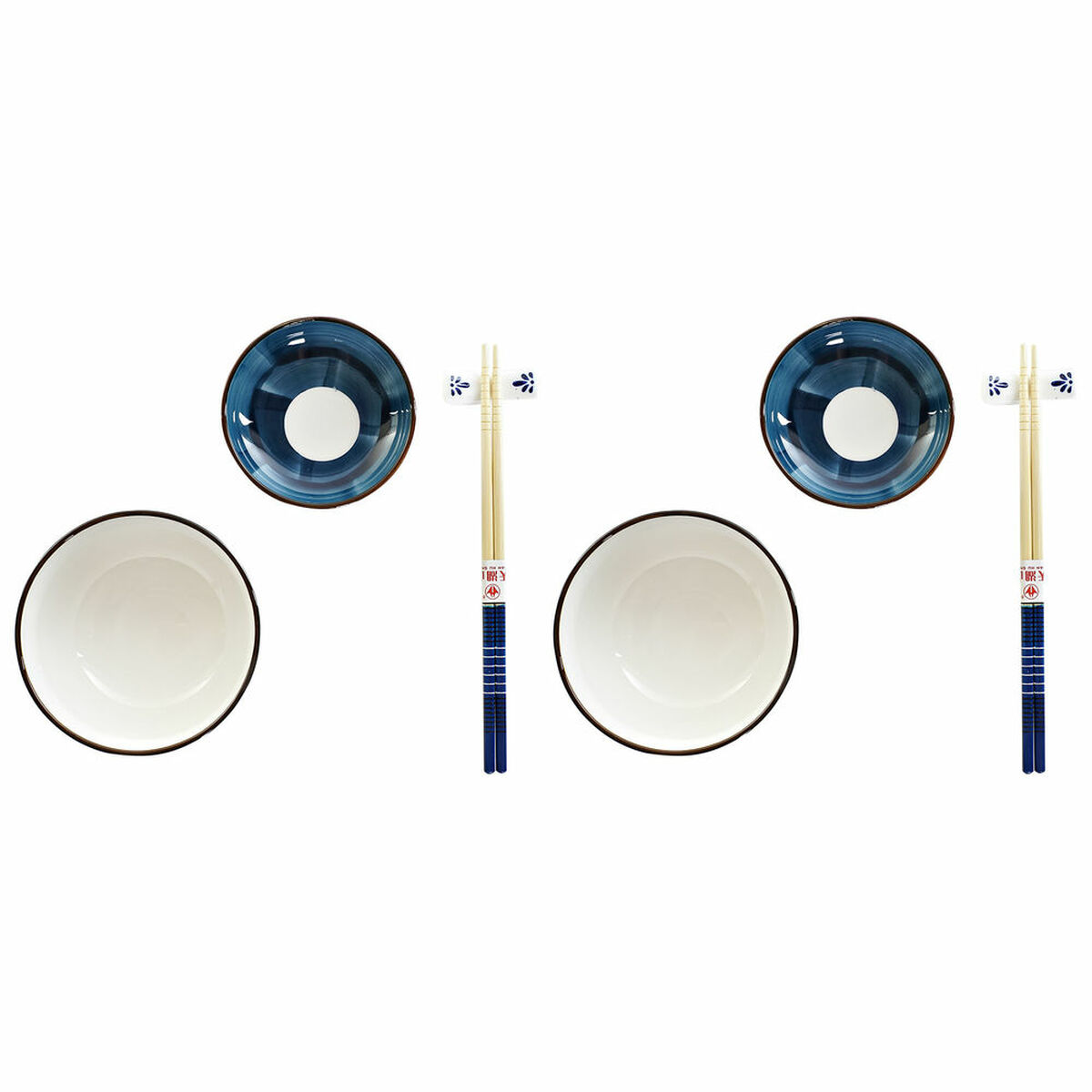 Sushiset DKD Home Decor 34 x 29,5 x 7,3 cm Porslin Blå Vit Orientalisk (34 x 29,5 x 7,3 cm) - 7