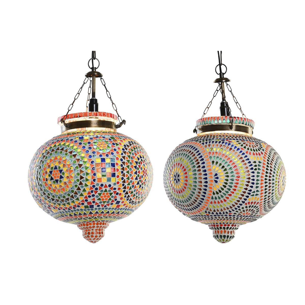 Taklampa DKD Home Decor Glas Multicolour 25 W 29 x 29 x 29 cm (2 antal) - 8