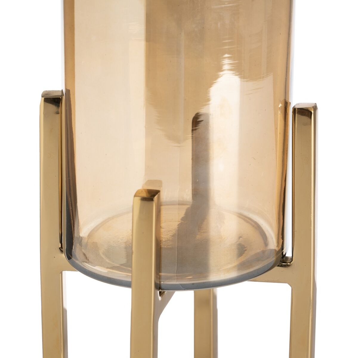 Ljusstakar Gyllene Glas Stål 12 x 12 x 23 cm - 4