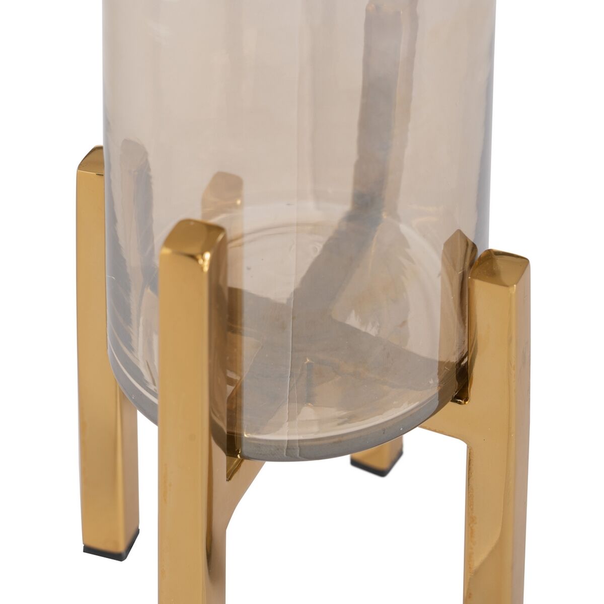 Ljusstakar Gyllene Glas Stål 10 x 10 x 18 cm - 5