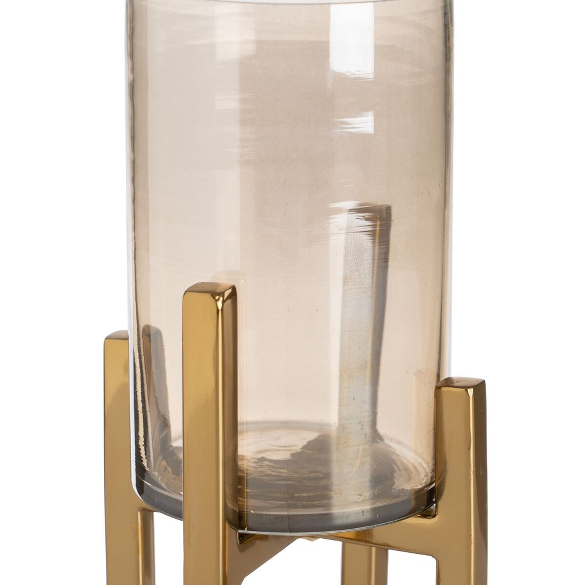 Ljusstakar Gyllene Glas Stål 10 x 10 x 18 cm - 4