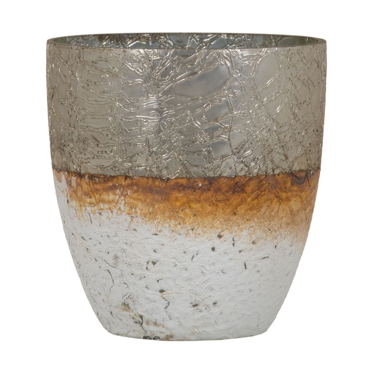 Ljusstakar 16 x 16 x 15 cm Glas Grå Vit